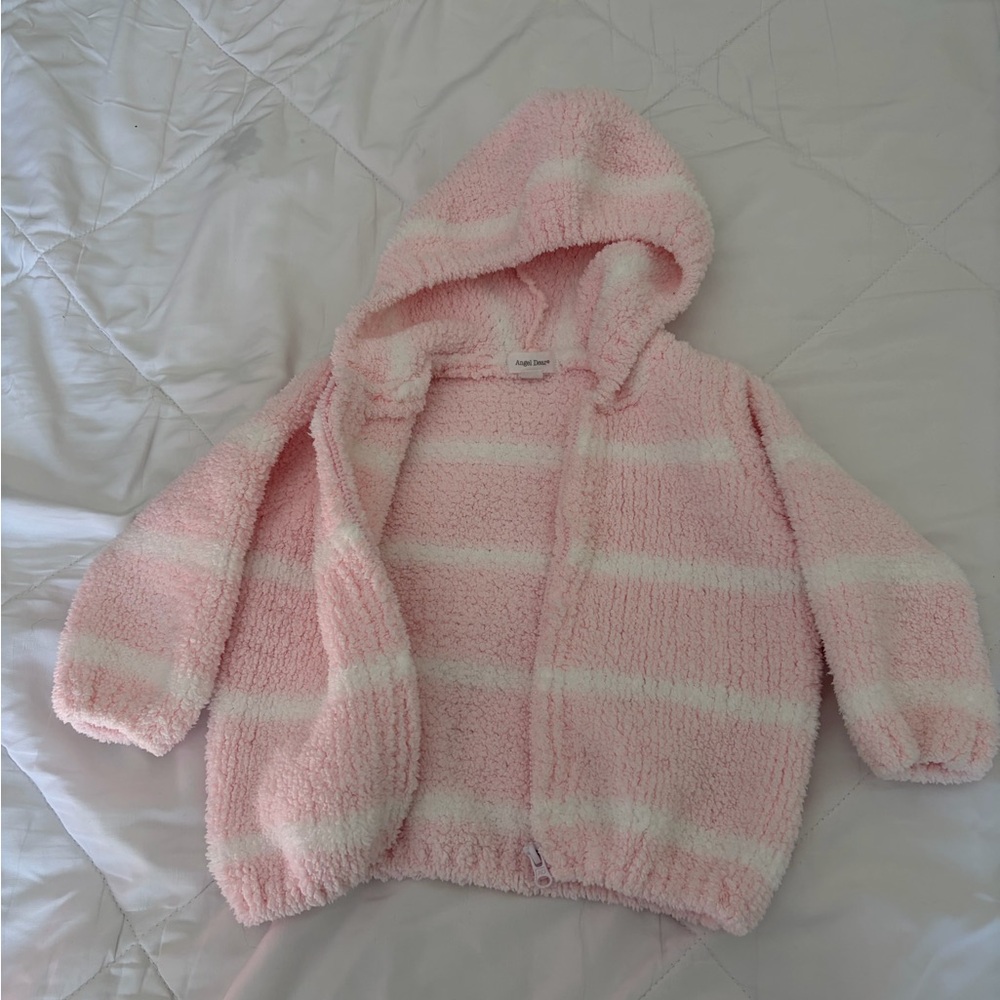 EUC Angel Dear Pink and White Fleece Jacket